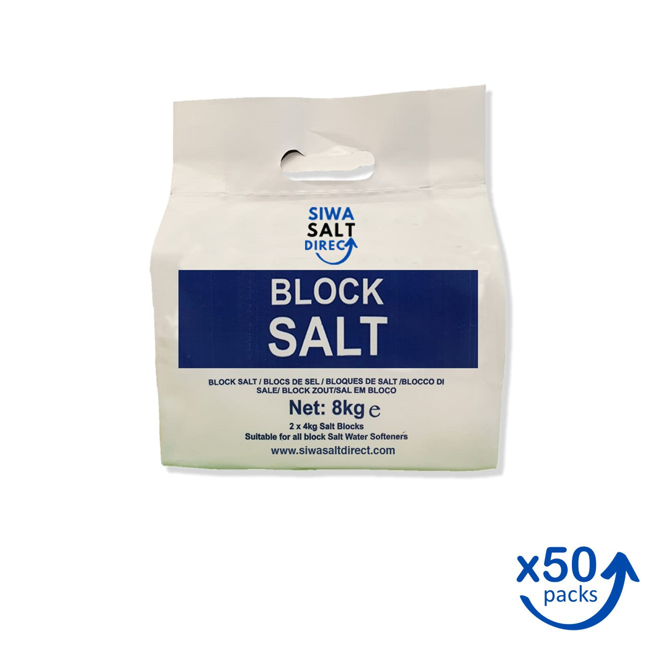 50 Packs of Block Salt (2 x 4kg blocks per pack)
