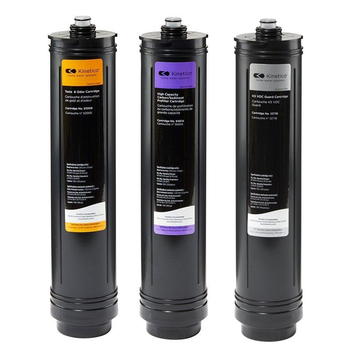 Set of 3 Kinetico filters. (Part No. 9461A Purple, 9306B Orange & 12278 Silver)