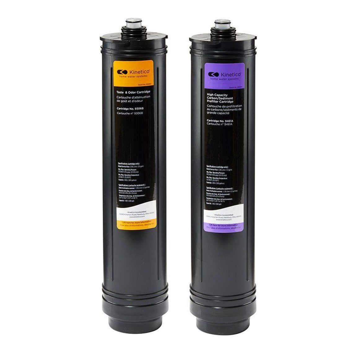 Kinetico Filter Cartridge Set. (Part No 9461A Purple & Part No 9306B Orange)