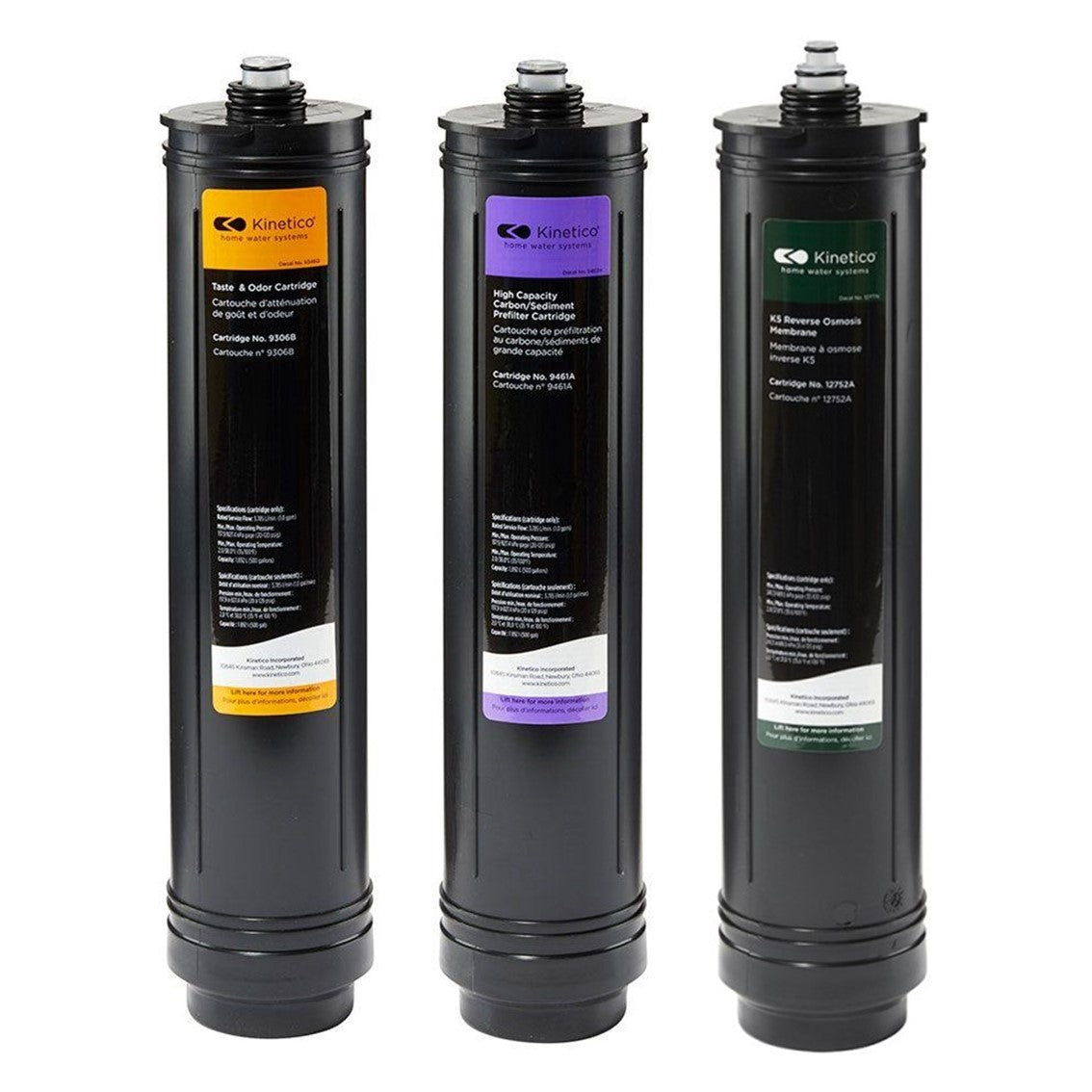 Set of 3 Kinetico filters. (Part No. 9461A Purple, 9306B Orange & 12752B Green)