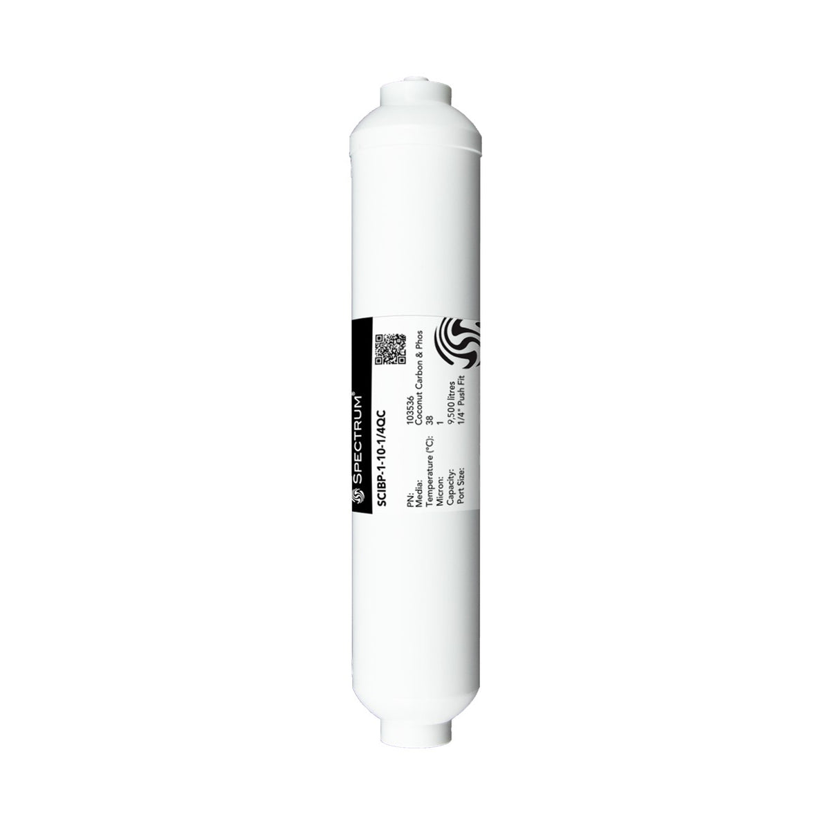 Spectrum SCIBP-1-10-1/4QC : SPECTRUM Carbon Inline Block 1μm with Phosphate 10" 1/4" Push Fits