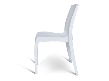 Plastic dining chair (WHITE) - Extra-strong, Durable, UV Resistant and Stackable chairs for Dining, Garden, office, Deck and kitchen
