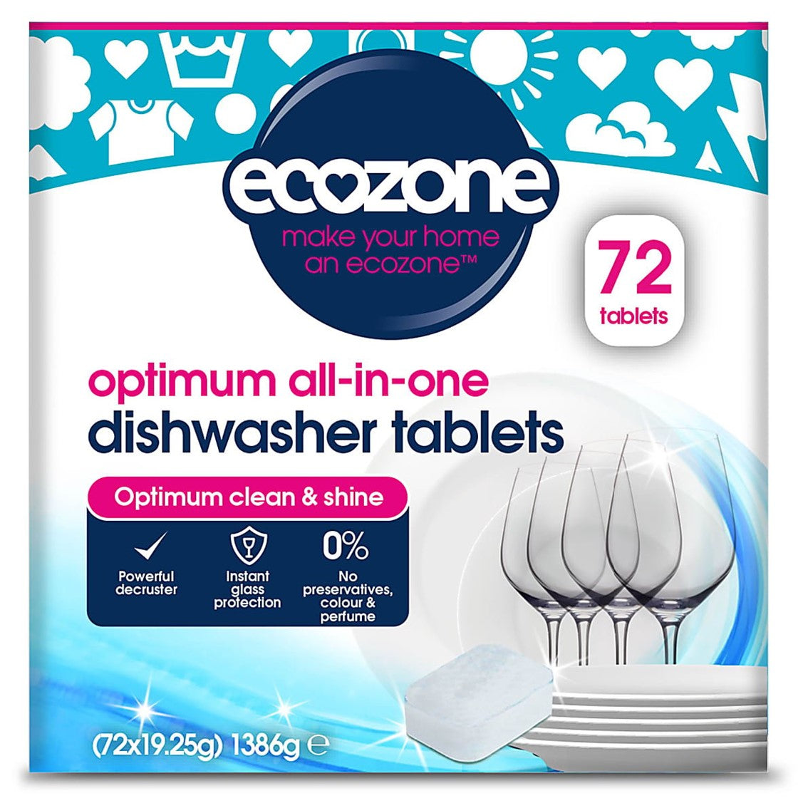 Ecozone Optimum All in One Dishwasher Tablets - 72 tabs