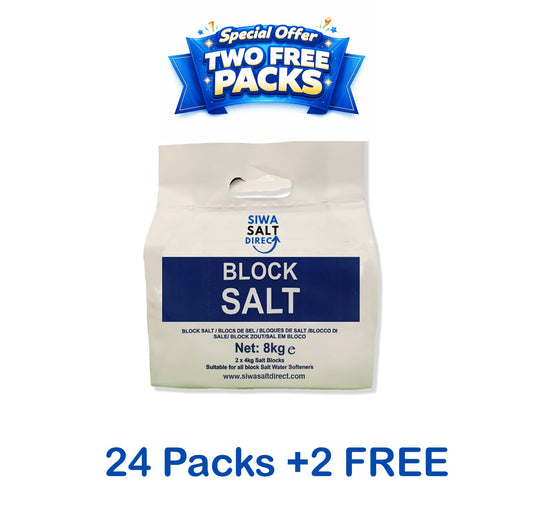 24 Packs of Block Salt (2 x 4kg blocks per pack) + 2 FREE
