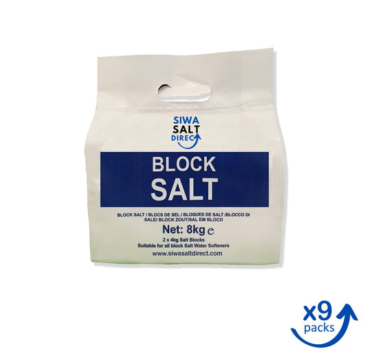 9 Packs of Block Salt (2 x 4kg blocks per pack)
